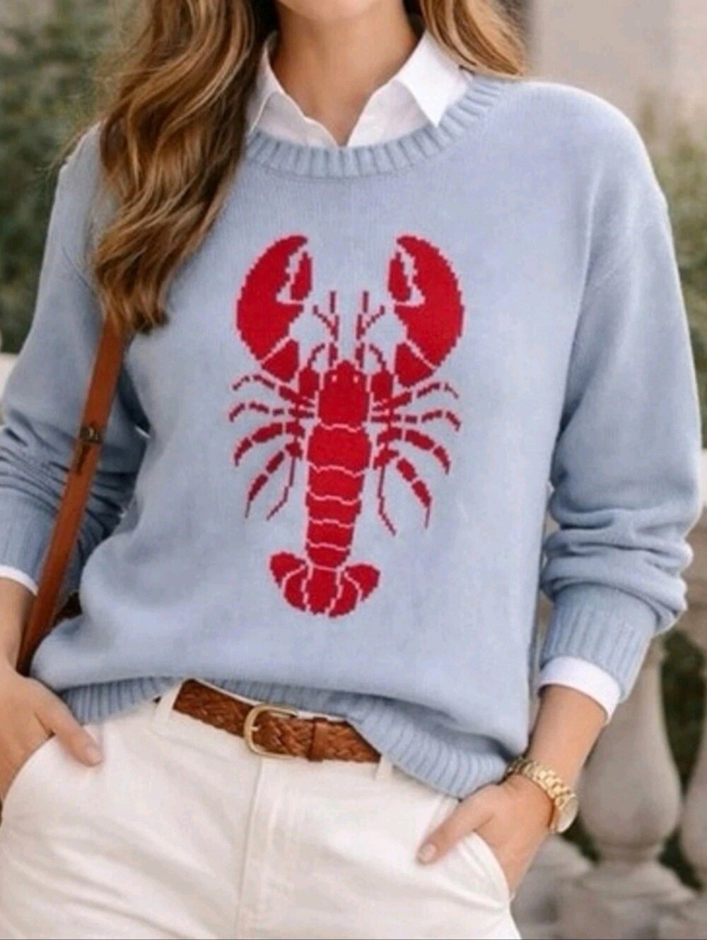 Mighty Fine Blue Lobster Knit Americana Sweater XL NWT